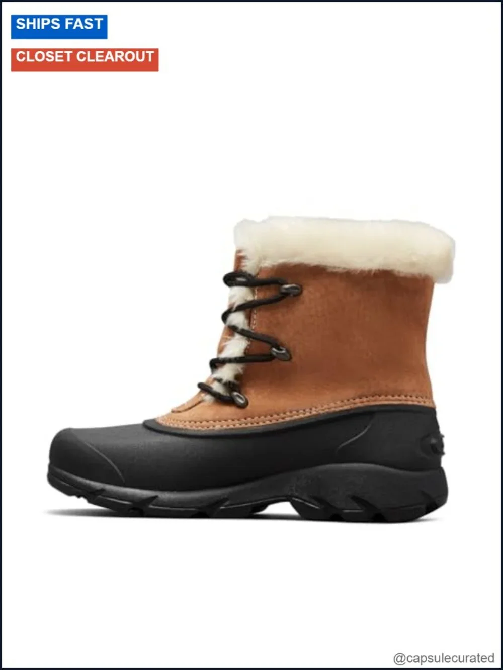Waterproof Suede Lace-Up Winter Snow Boots with Faux Fur Cuff